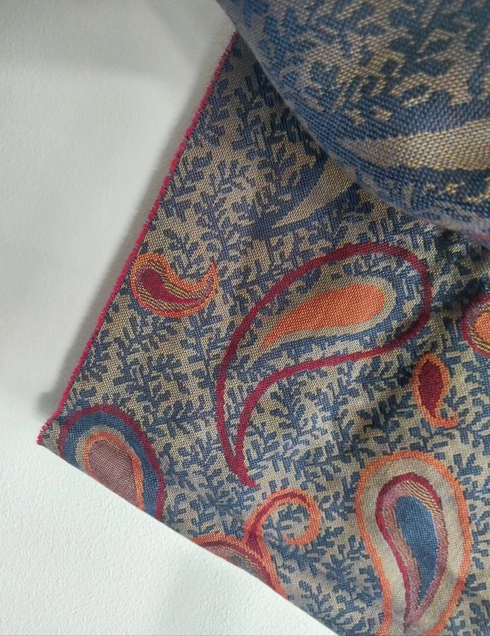 Johnstons of Elgin Made in Scotland Multicolor Paisley Fine Merino Wool Scarf